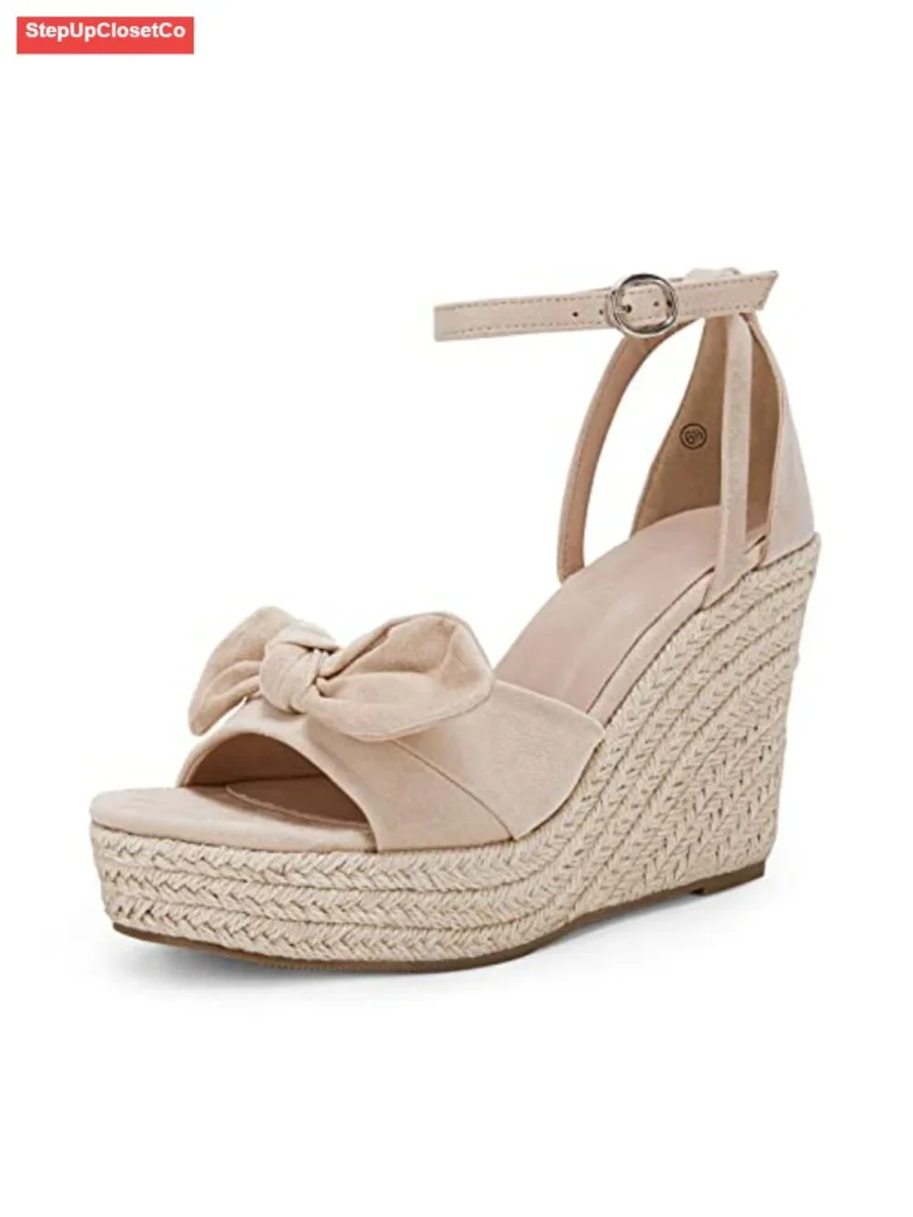 Wedge Platform Sandals Cute Bowknot Open Toe Espadrille High Heels Ankle Strap